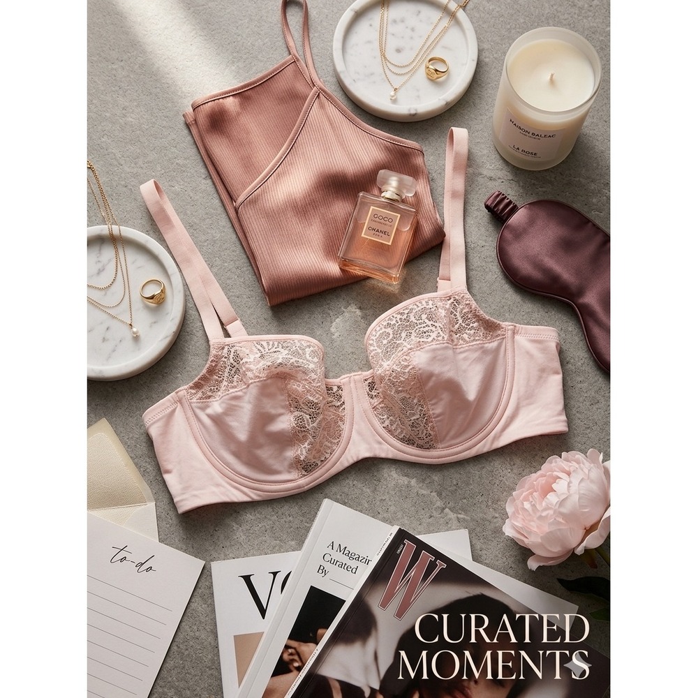 Liberte Blush Pink Lace Underwire Bra 38D Unlined Balconette Lingerie